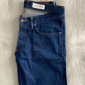 Gustin Slim Fit Raw Selvedge Jeans in Light Indigo